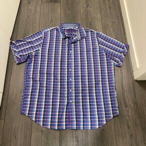 Robert Graham Check Short Sleeve Button Down Shirt Size 2XL